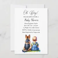 Baby Boy and His German Shepherd Puppy Baby Shower Invitation