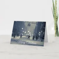 Wintery City Night Holiday Christmas  Card