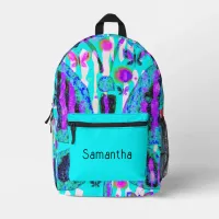 Pretty Aqua Pink and Purple Butterflies Printed Backpack