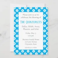 Blue & White Polka-Dots Multiple Baby Blessing Invitation