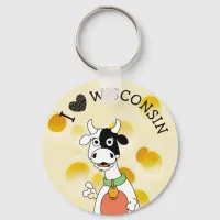 I Love Wisconsin Swiss Cheese and Cow Key Chain