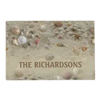 Beach Sand and Sea Shells Coastal Personalized Placemat