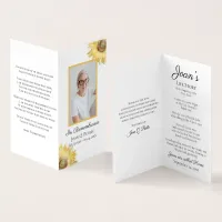 Sunflowers Watercolor Funeral Memorial Prayer Business Card