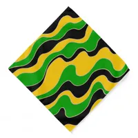 Jamaican Flag Colored Wavy Lines Patterned Bandana