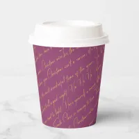 Magenta Gold Christmas Typography Pattern36 ID1009 Paper Cups