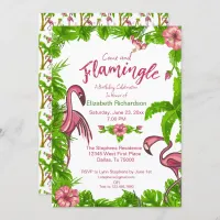 Tropical Flamingos and Flowers Invitation