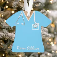 Personalized Blue Nurse Scrubs Nursing Gift Ornament