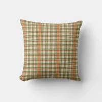 Green Orange Gingham Outdoor Pillow