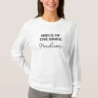 Minimalist Niece Of The Bride Long Sleeved White T-Shirt