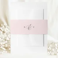 Blush Pink Elegant Simple Monogram Wedding Invitation Belly Band