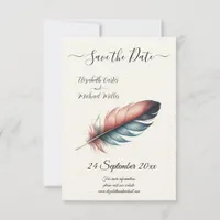 Whispers of Grace Feathered Elegance Minimalism Save The Date