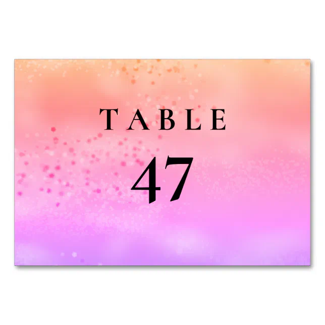 Rainbow Wedding Colorful trendy love Table Number