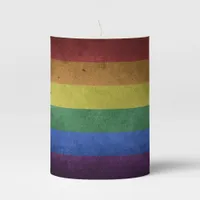 LGBT Rainbow Pride Flag Retro Style Pillar Candle