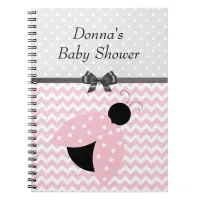 Pink Ladybug Baby Shower Notebook