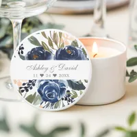 Navy Blue Watercolor Floral Wedding Mini Candle Favors