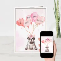 I Will Love You Forever Bulldog & Heart Balloons  Card