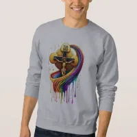 Contemporary Artistic Design of Crucified Figure Sweatshirt