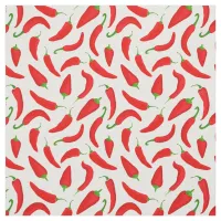 Red Pepper Pattern on White Fabric