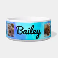 Personalized dog Photos and  Name Blue Bowl