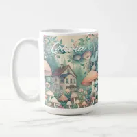 Pretty Cottage Core Whimsical Village Personalized Coffee Mug