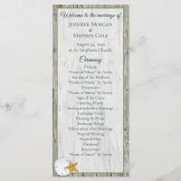 Beach Driftwood Sand Dollar Wedding Program