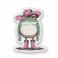 Cute Cowgirl Frog Vinyl Sticker