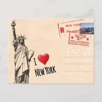 New York Themed Wedding RSVP Invitation with Photo