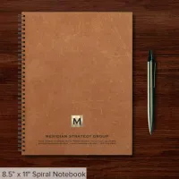 Elegant Monogram Sable Leather Print Spiral Notebook