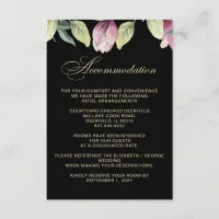 Floral Black Purple Gold wedding accommodation Enclosure Card