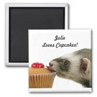 Personalize Name Loves Cupcakes Ferrets Magnet