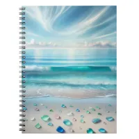 Pretty Blue Ocean Waves and Sea Glass  Notebook