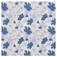 Tropical Hibiscus Flower Pattern in Blue and White Fabric