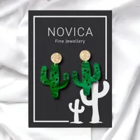 White Ink On Kraft Cactus Earring Display Card