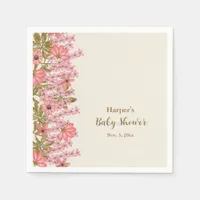 Baby Shower Floral Wildflower Pretty Boho Pink Napkins