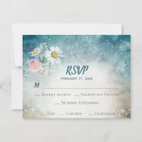 *~* Mason Jar Floral Rustic Watercolor Wedding RSVP Card