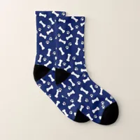 Love Dogs Cute Dog Bone Blue and White Patterned Socks