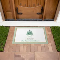 Sage Green Pagoda Christmas Trees Door Mat