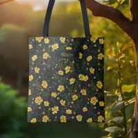 Elegant Yellow Buttercup Flower Pattern Tote Bag