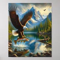 Majestic Eagle Capturing A Lake Trout 8"x10" Poster