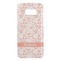 Coral Peach Tropical Girly Flowers Monogram Uncommon Samsung Galaxy S8+ Case