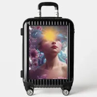 Vicky has her head in the floral clouds AI Art Luggage