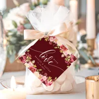 Deep Red Merlot Floral Wedding With Love Favor Tags