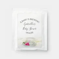 Floral Tea Cup Pink Roses Baby is Brewing Shower Tea Bag Drink Mix