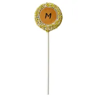 Monogrammed Cute Pumpkin Yellow Fall Thanksgiving Chocolate Covered Oreo Pop