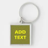 Thin Black and Yellow Diagonal Stripes Keychain