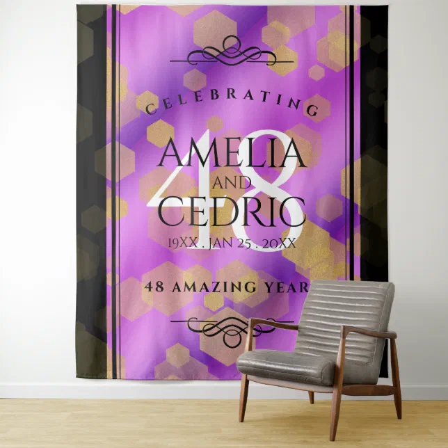 Elegant 48th Amethyst Wedding Anniversary Tapestry