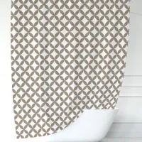 Mocha and White Geometric Shower Curtain