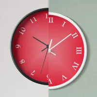 Red Angular Ombre Arabic or Roman Numeral Clock
