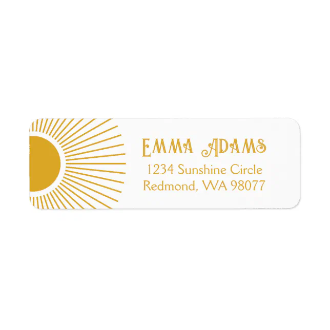 Sun Return Address Labels | Boho Sun Address Label