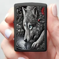 Moonlit Serenity Wolf Portrait Zippo Lighter